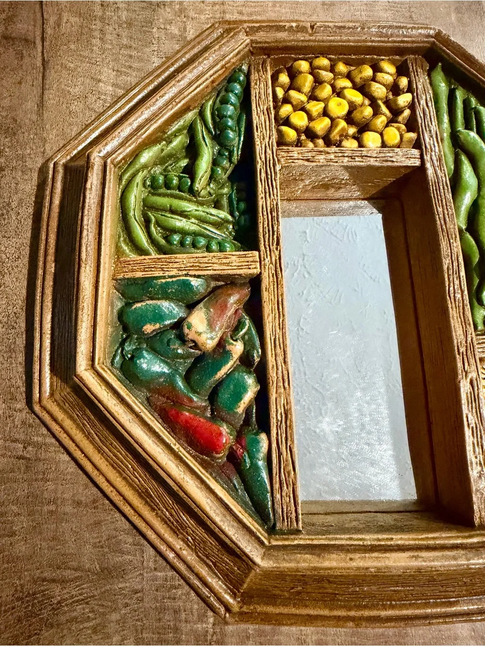 Vintage Syroco octagon Vegetable Plaque Mirror